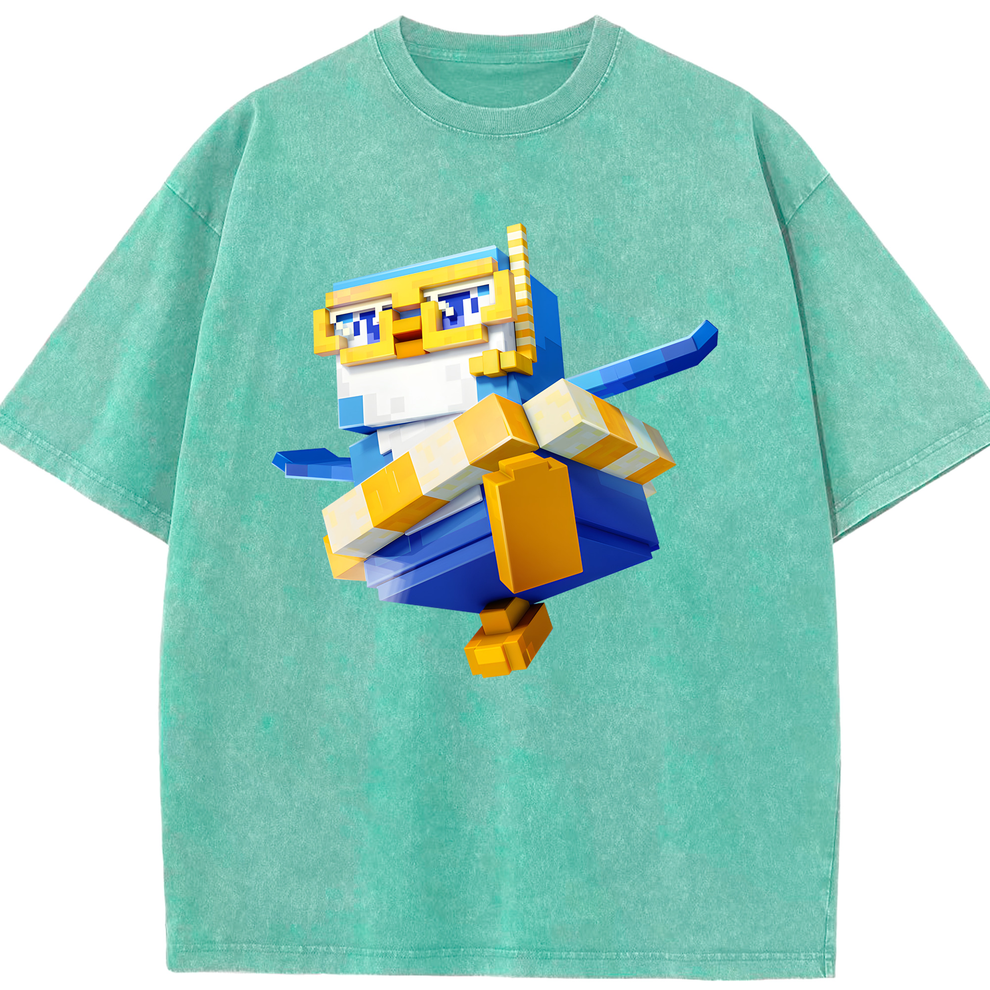 （画像用） マインクラフト ブロックの世界 Minecraft MC Block world 綿100% ヴィンテージ風 半袖Tシャツ（フロントプリント）